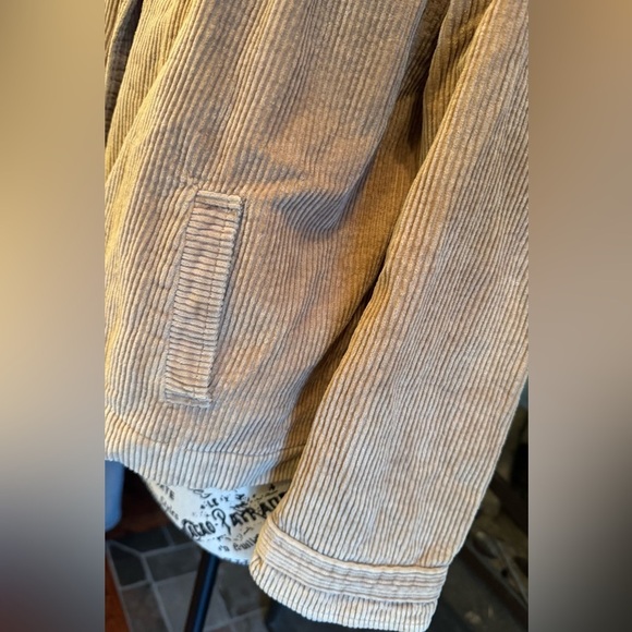 Gap Camel Corduroy Pea Coat Girls Large Size 10 Button Front Warm Floral Lined - Picture 6 of 8